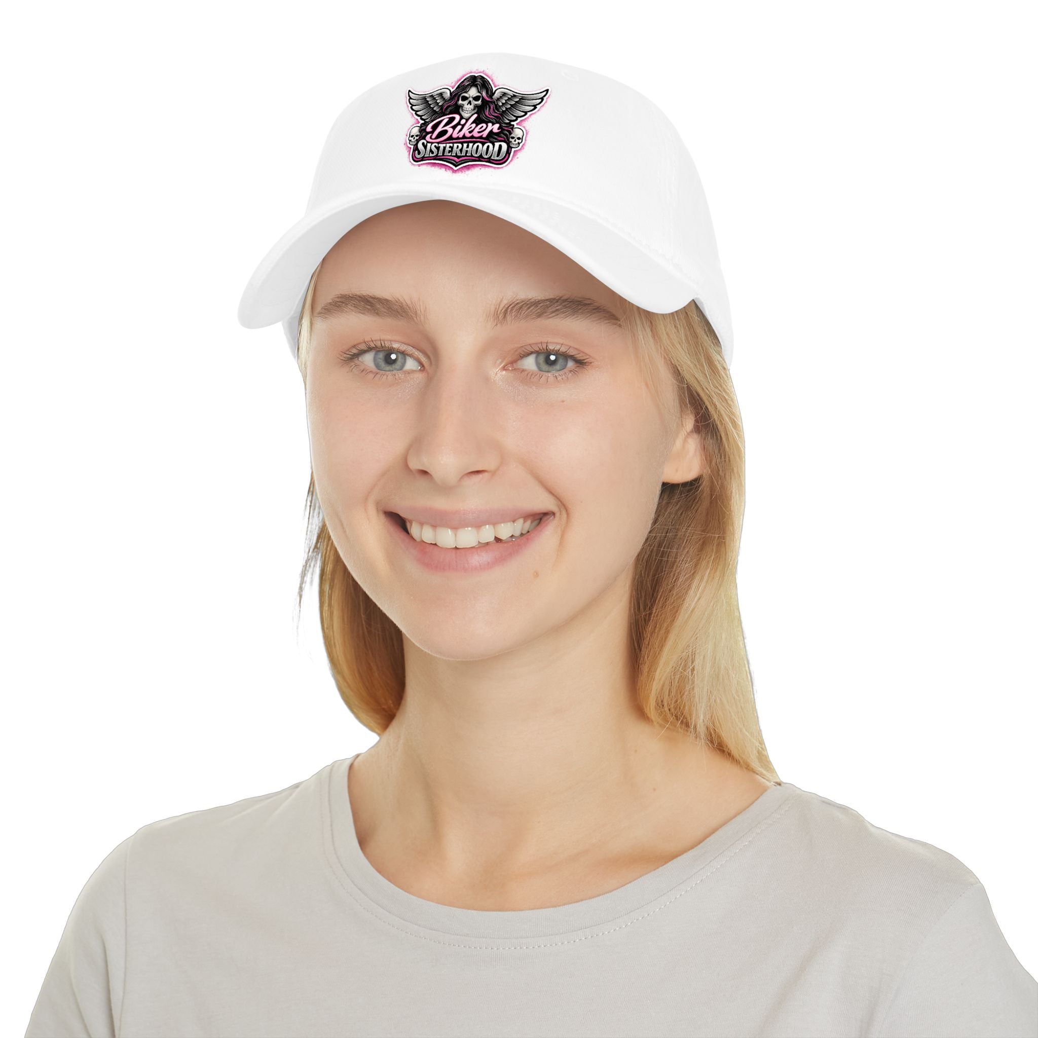 Biker Sisterhood Low Profile Baseball Cap – Skull Wings Motorcycle Club Hat