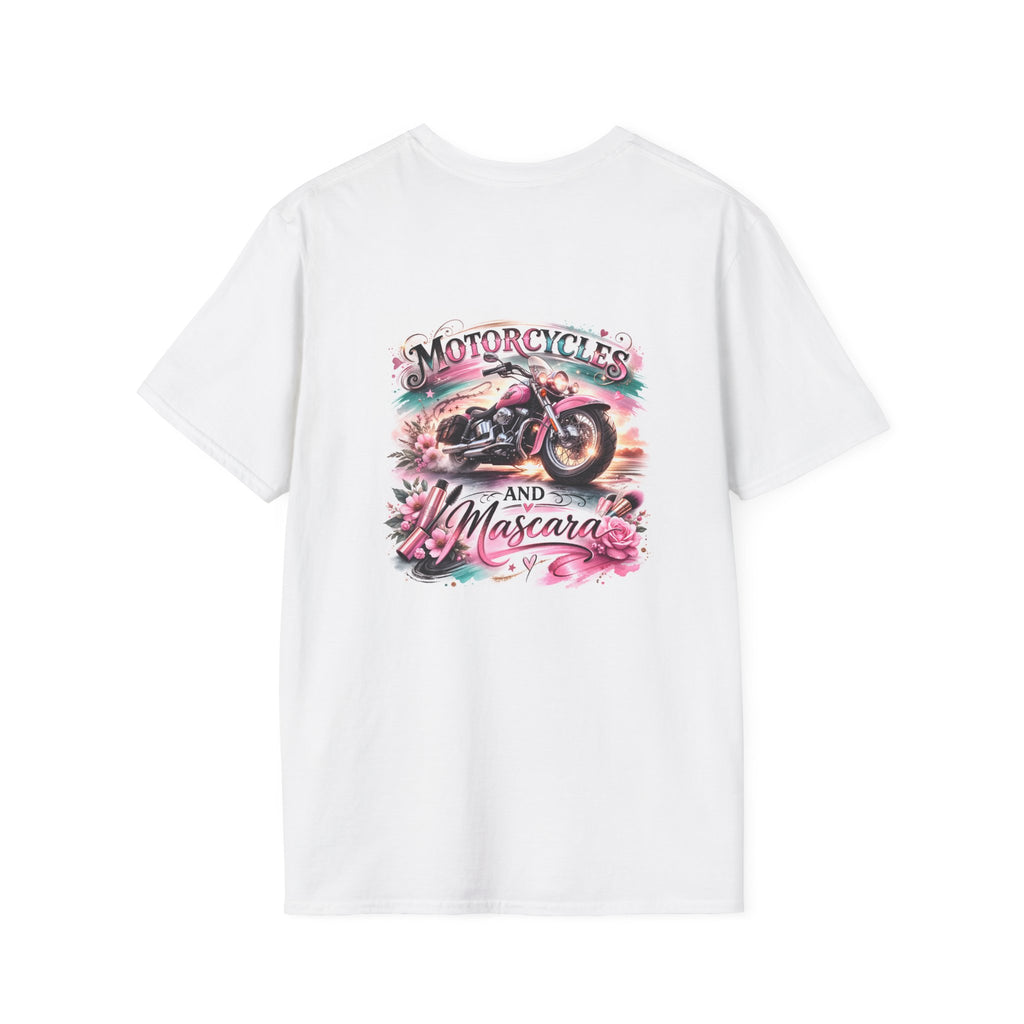 Motorcycles and Mascara Tee — Women's Biker Floral Graphic T-Shirt