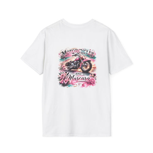 Motorcycles and Mascara Tee — Women's Biker Floral Graphic T-Shirt
