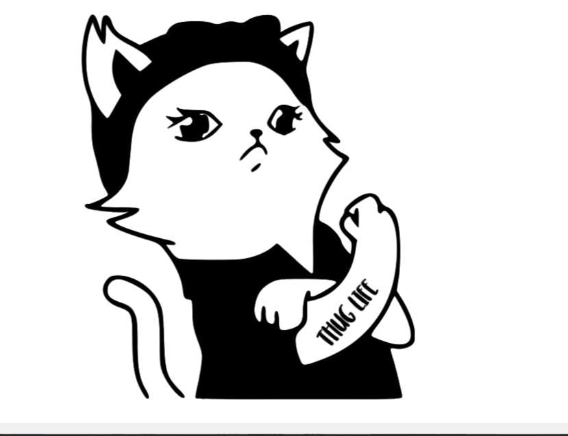 Funny Cat with Thug Life Tattoo