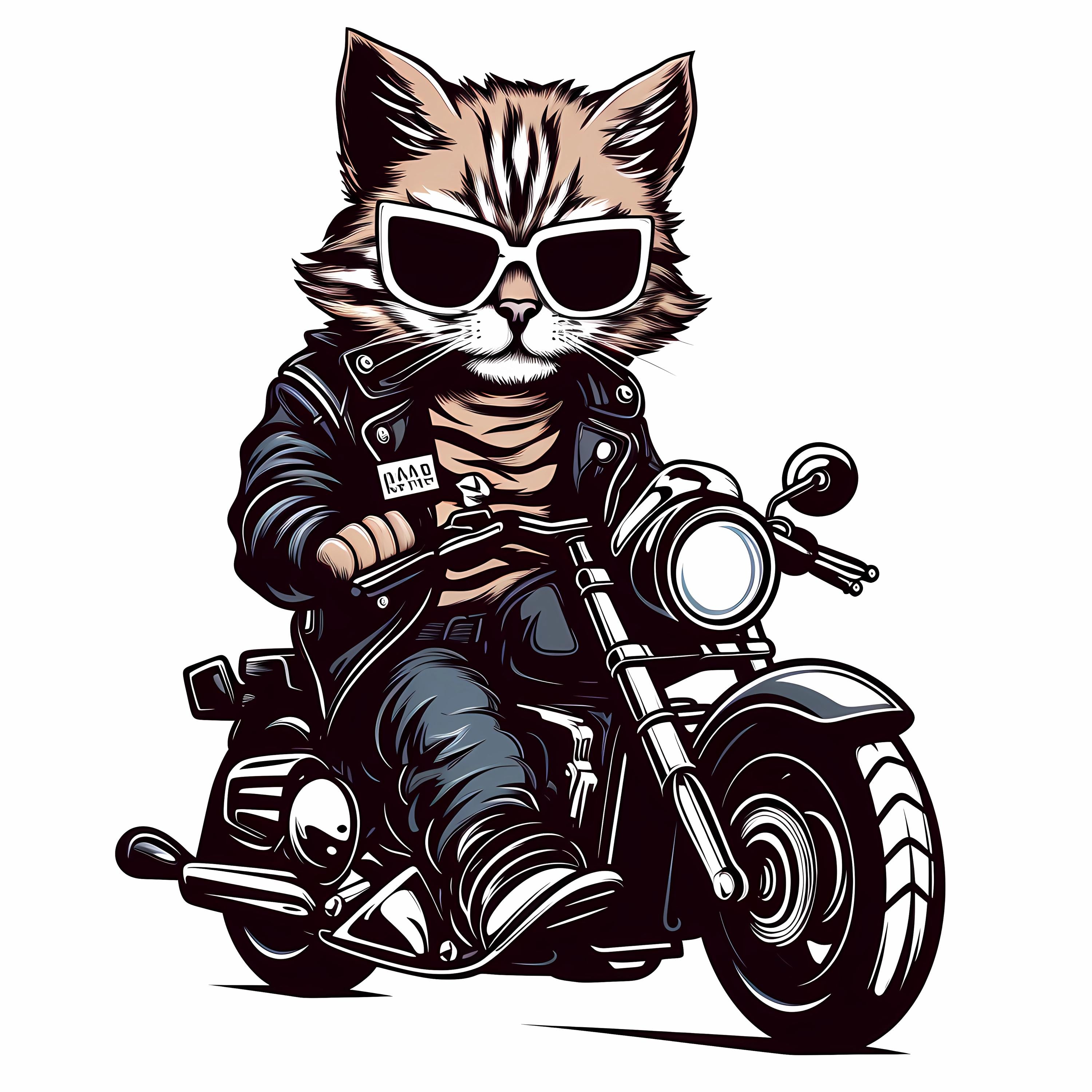 Tabby on Motorcycle