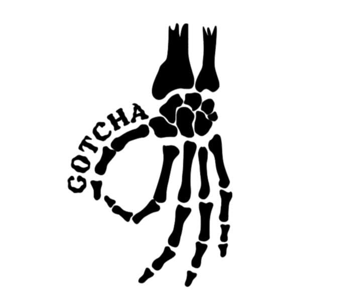 Funny Skull Hand 'Gotcha' Design