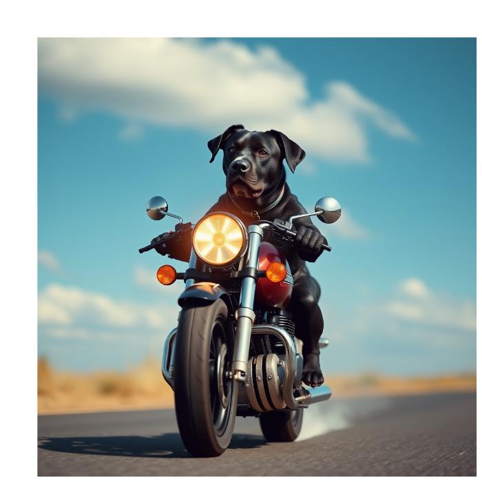 Black Lab on Motorcycle