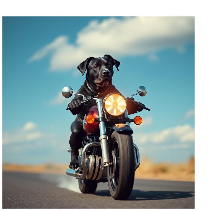 Black Lab on Motorcycle