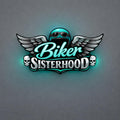 Biker Sisterhood Logo Wing and Skulls Teal