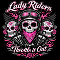 Lady Riders Hot Pink Sugar Skull Design