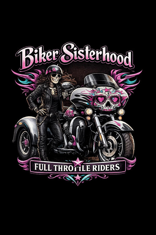 Biker Sisterhood Logo Sugar Skull Design