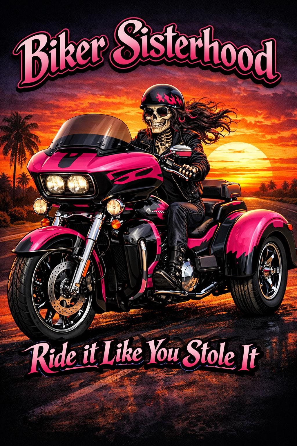 Biker Sisterhood RG3 Black & Pink Ride It Like You Stole It