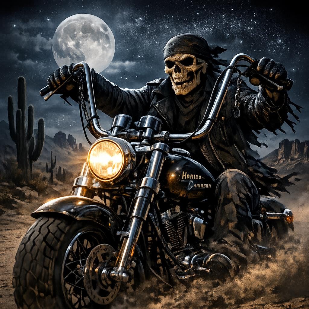 Dark Skull Riding at Night