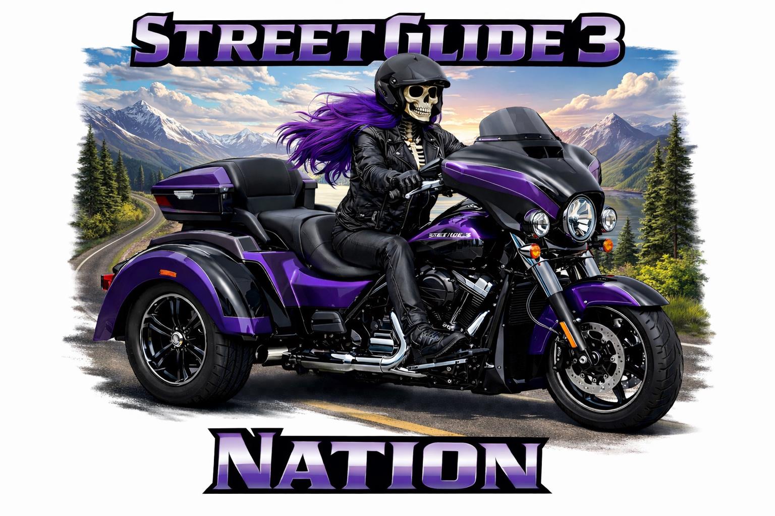 Street Glide 3 Nation Female Skull Biker Purple