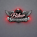 Biker Sisterhood Logo Red Wings and Skulls
