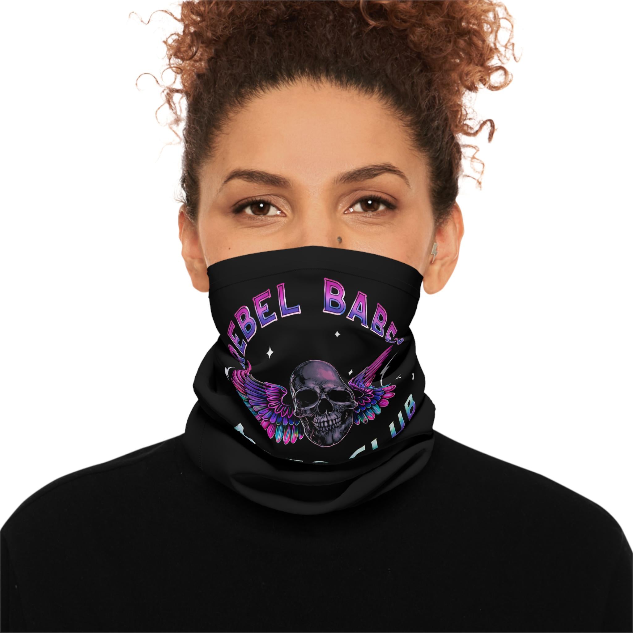 Rebel Babes Moto Club Skull with Wings Lightweight Neck Gaiter | Live Fast and Free