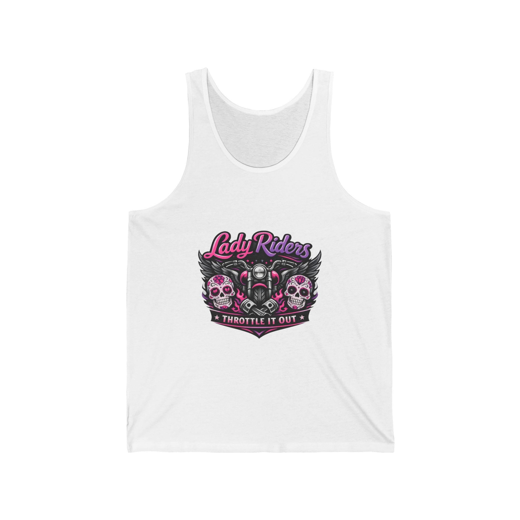Lady Riders skull motorcycle helmet tank top | Throttle It Out