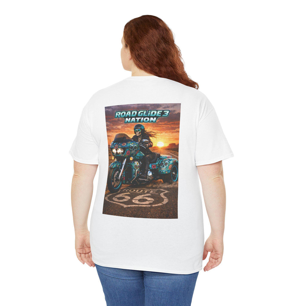 Road Glide 3 Nation Motorcycle Tee | Route 66 Sunset Biker Shirt