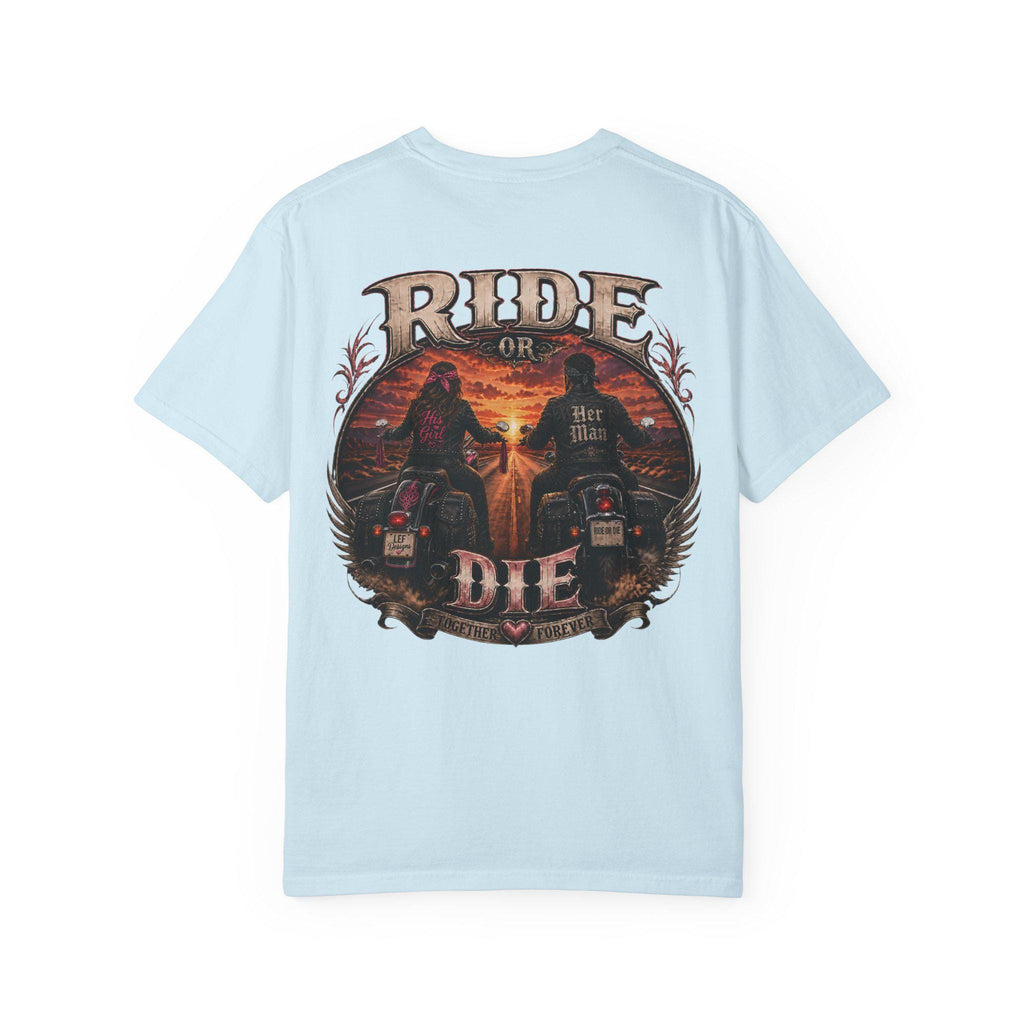 Ride or Die Motorcycle T-Shirt | Biker Sunset Back Print