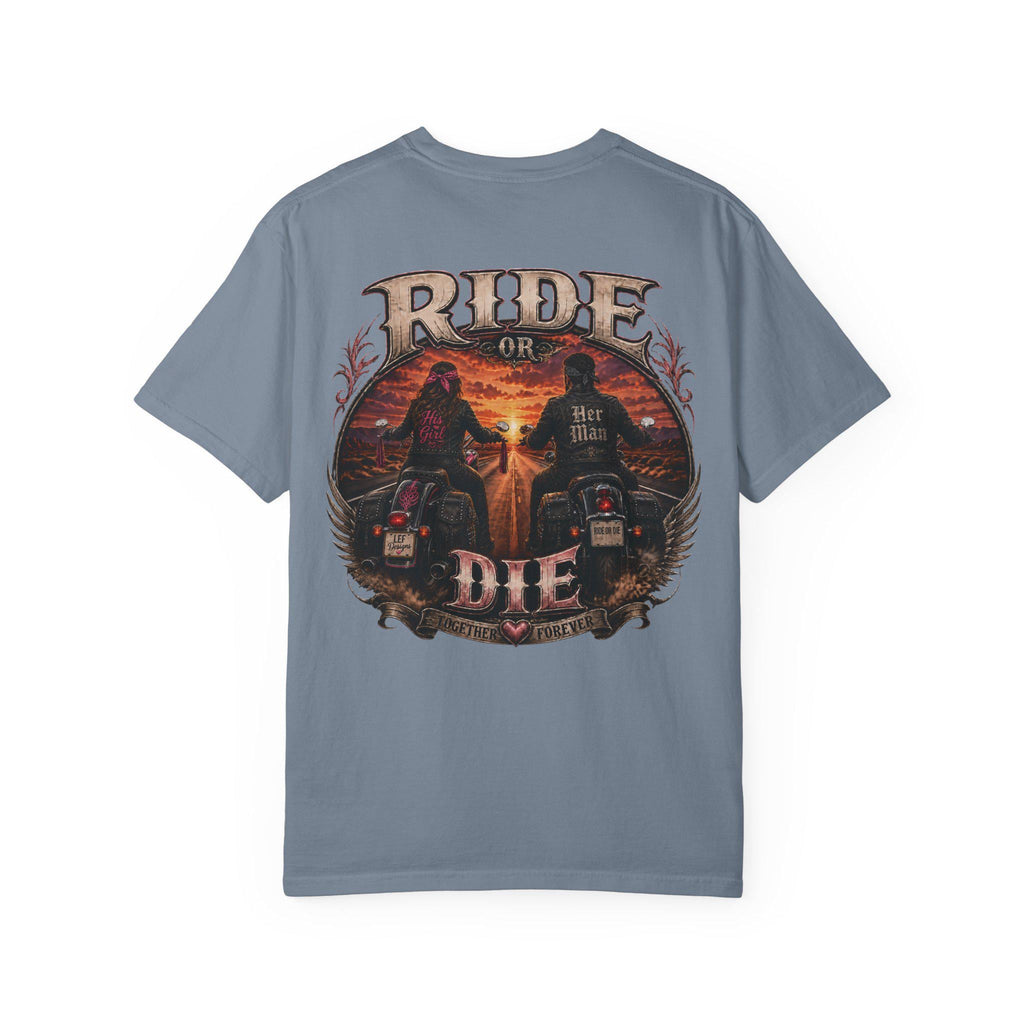 Ride or Die Motorcycle T-Shirt | Biker Sunset Back Print