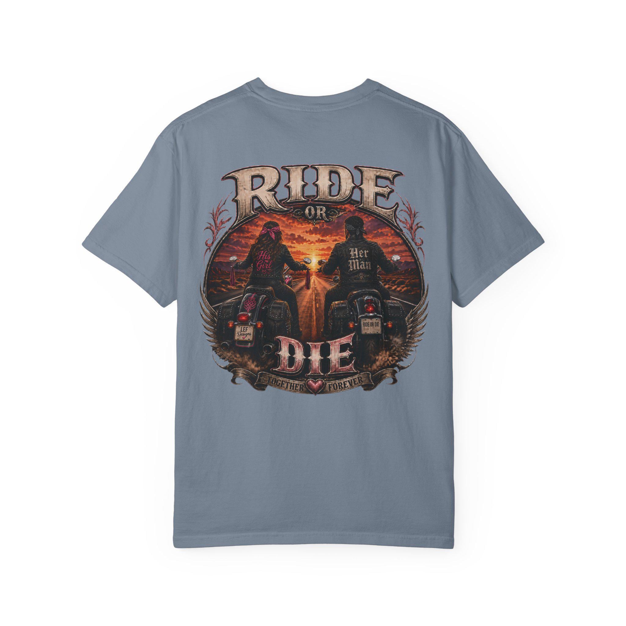 Ride or Die Motorcycle T-Shirt | Biker Sunset Back Print