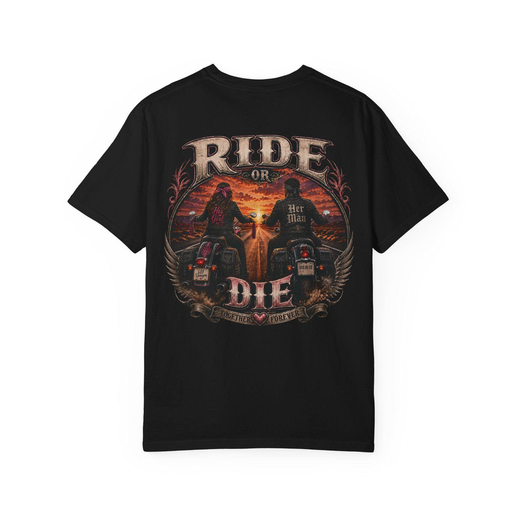 Ride or Die Motorcycle T-Shirt | Biker Sunset Back Print