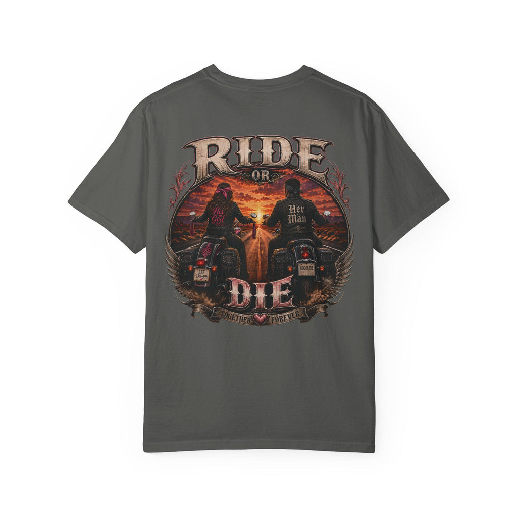 Ride or Die Motorcycle T-Shirt | Biker Sunset Back Print