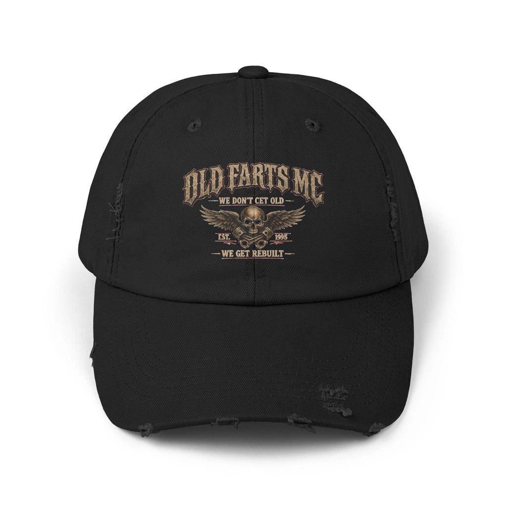 Old Farts MC Distressed Cap Vintage Skull Motorcycle Hat