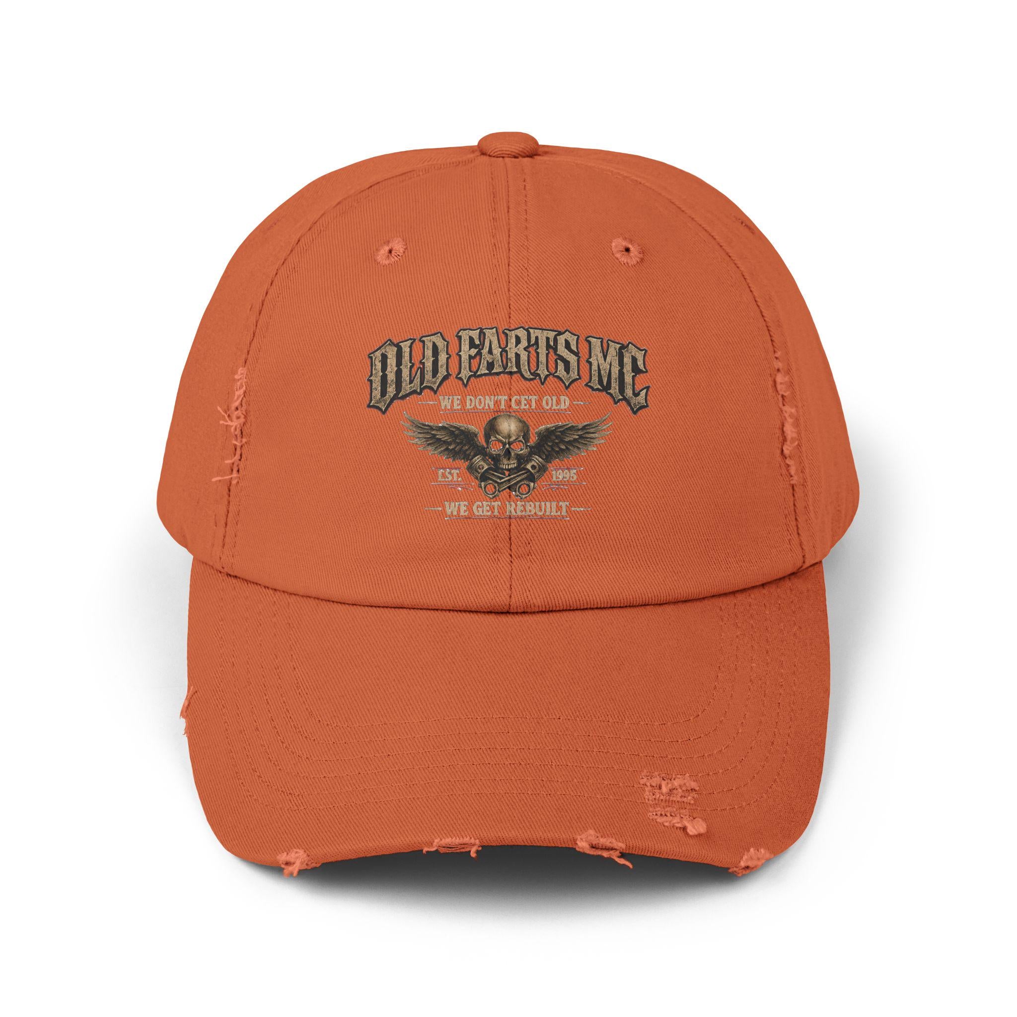 Old Farts MC Distressed Cap Vintage Skull Motorcycle Hat