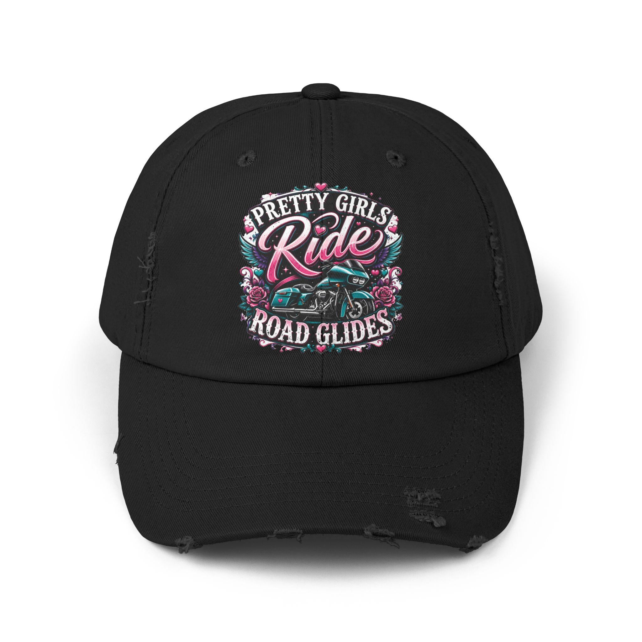 Pretty Girls Ride Road Glides Distressed Cap