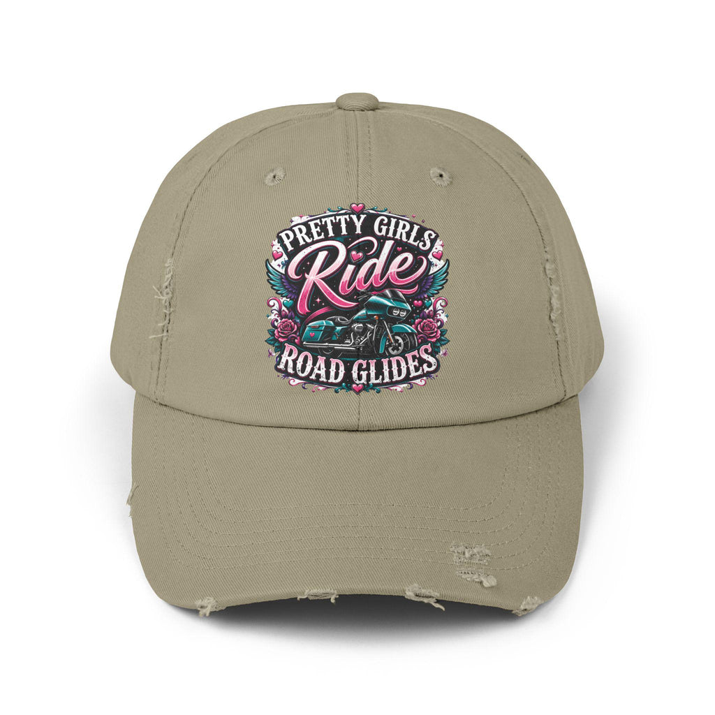 Pretty Girls Ride Road Glides Distressed Cap