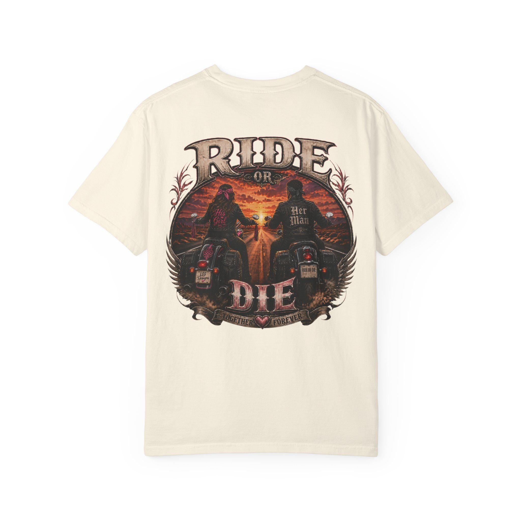Ride or Die Motorcycle T-Shirt | Biker Sunset Back Print