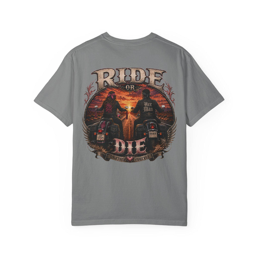 Ride or Die Motorcycle T-Shirt | Biker Sunset Back Print