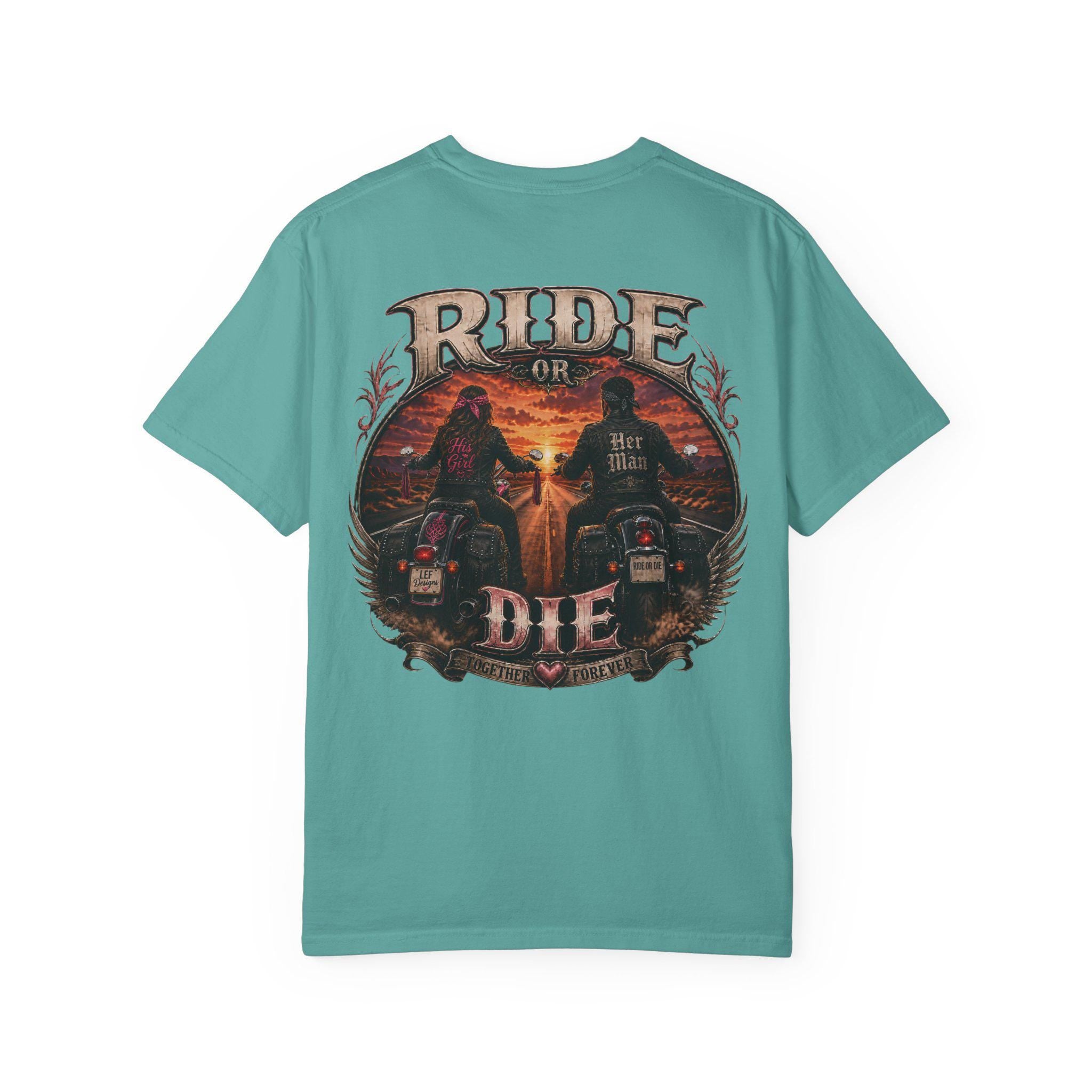 Ride or Die Motorcycle T-Shirt | Biker Sunset Back Print