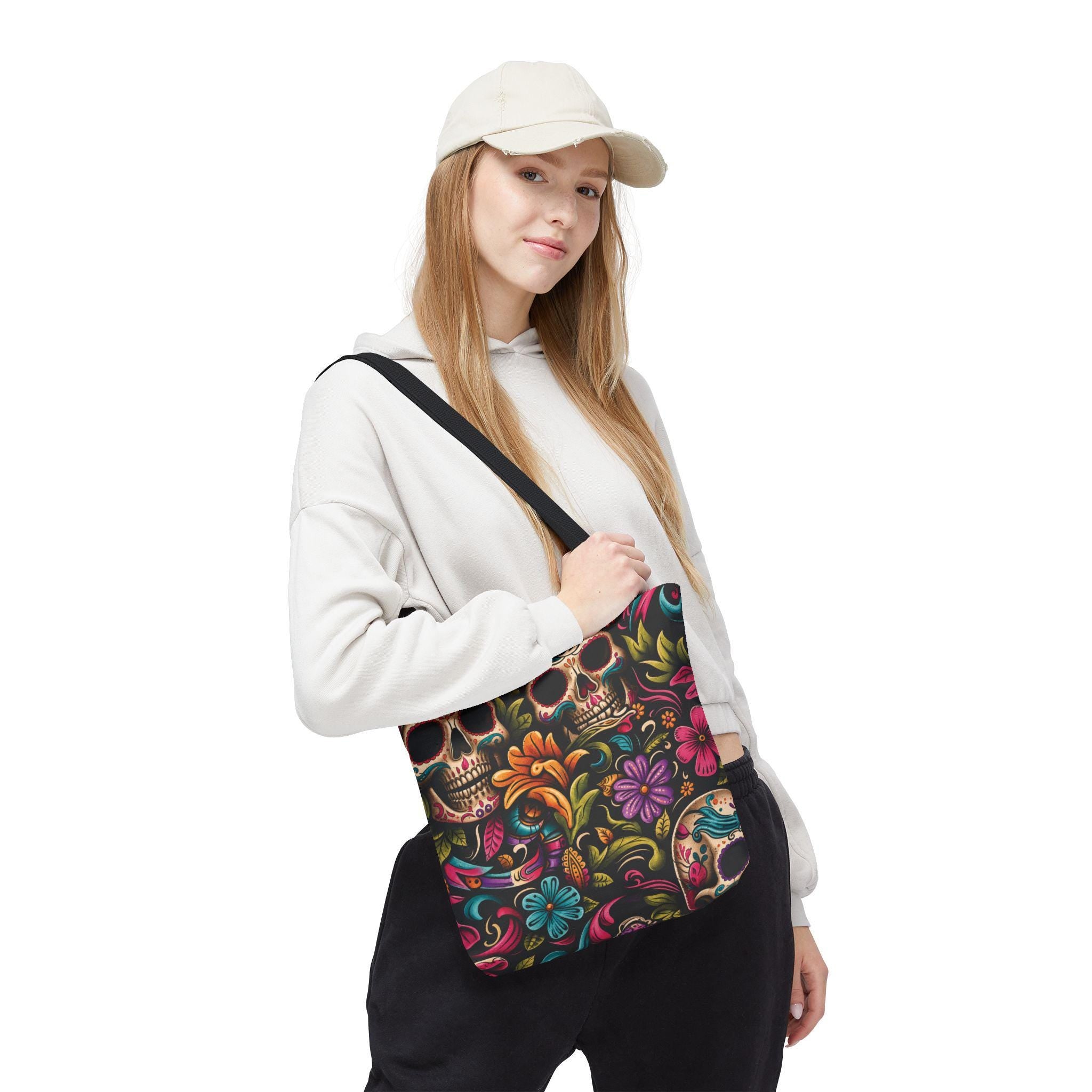 Sugar Skull Floral Tote Bag Day of the Dead Decorative Canvas Tote