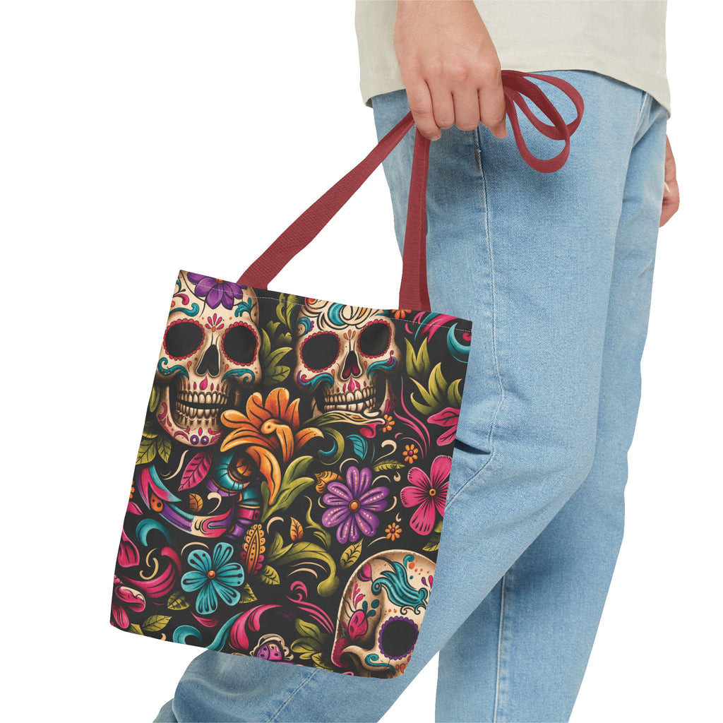 Sugar Skull Floral Tote Bag Day of the Dead Decorative Canvas Tote