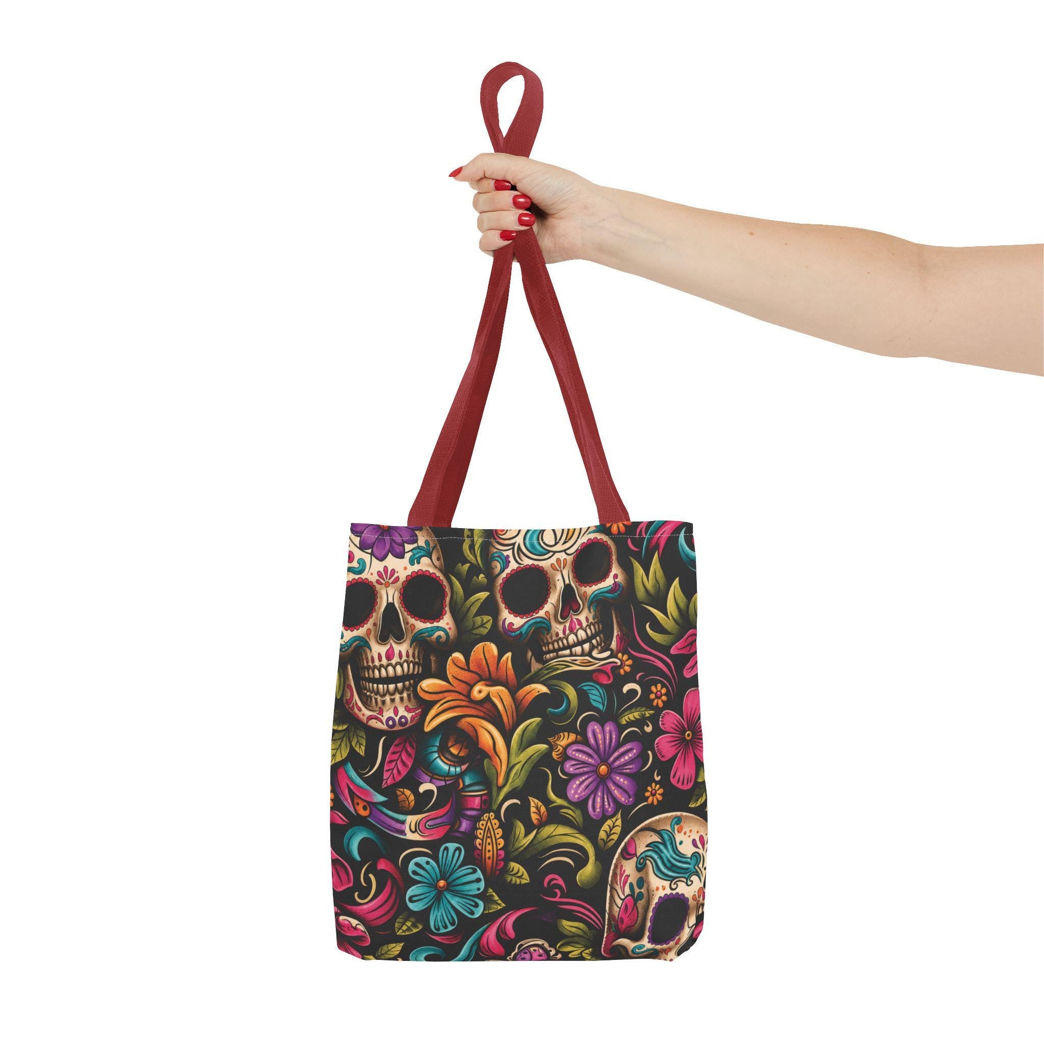 Sugar Skull Floral Tote Bag Day of the Dead Decorative Canvas Tote