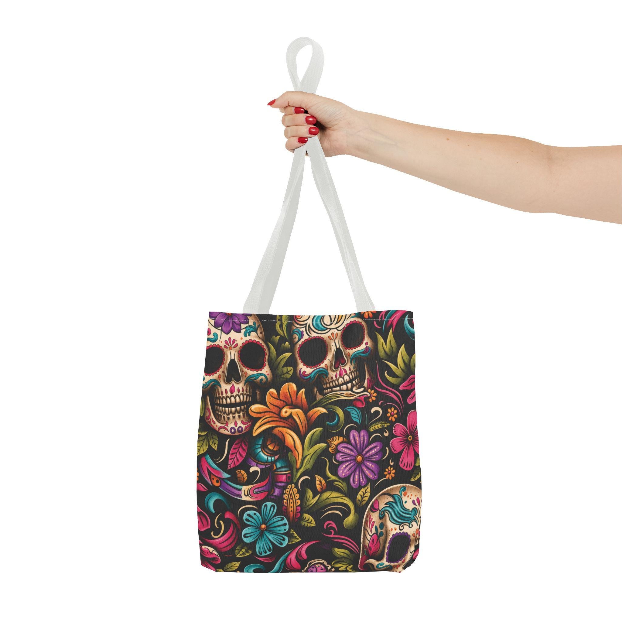 Sugar Skull Floral Tote Bag Day of the Dead Decorative Canvas Tote