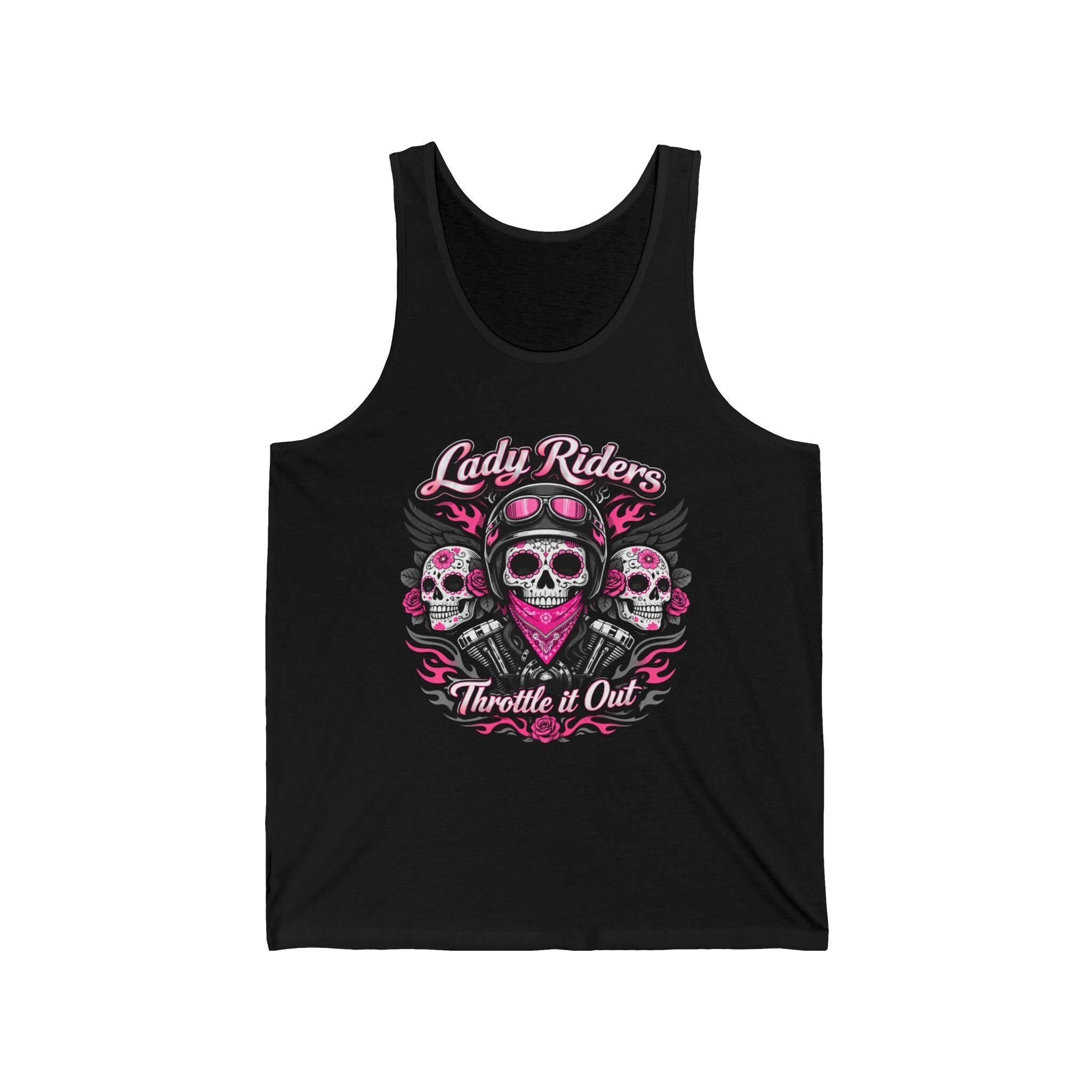Lady Riders Skull Bandana tank Motorcycle Biker Graphic Tank Top