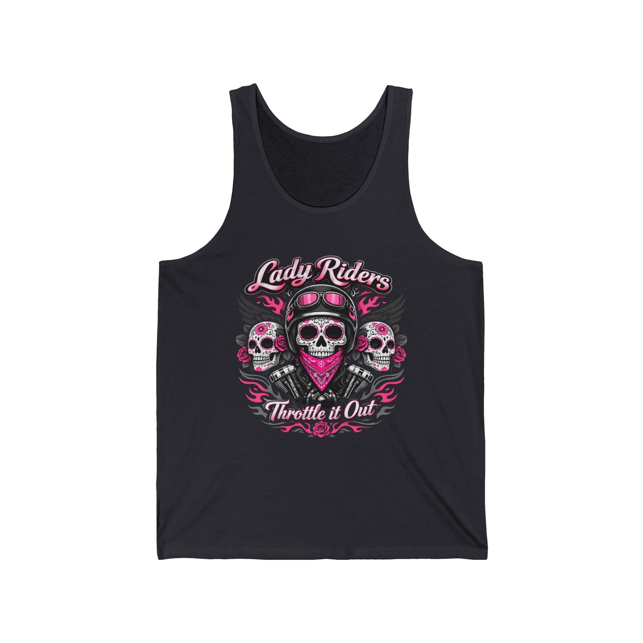 Lady Riders Skull Bandana tank Motorcycle Biker Graphic Tank Top