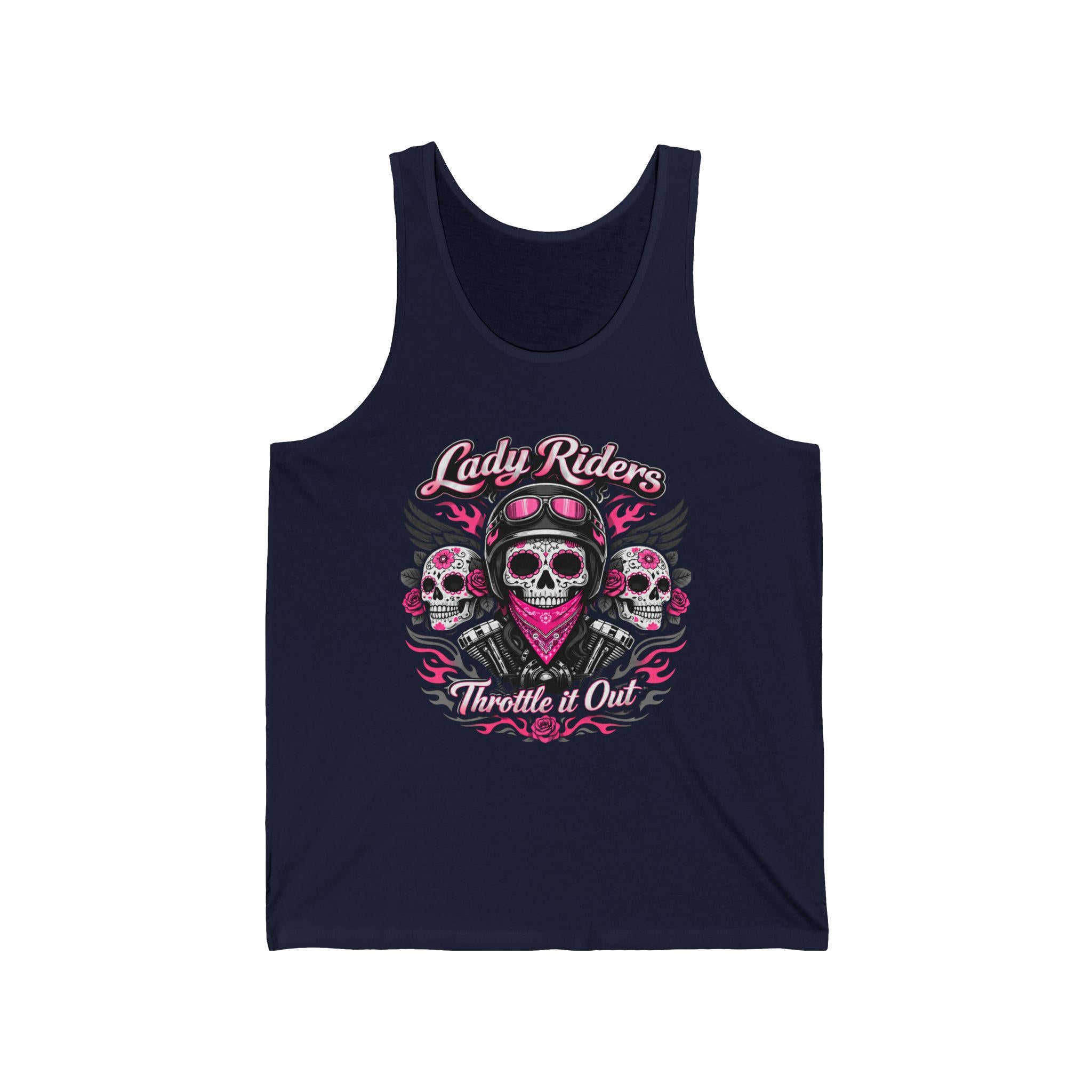 Lady Riders Skull Bandana tank Motorcycle Biker Graphic Tank Top