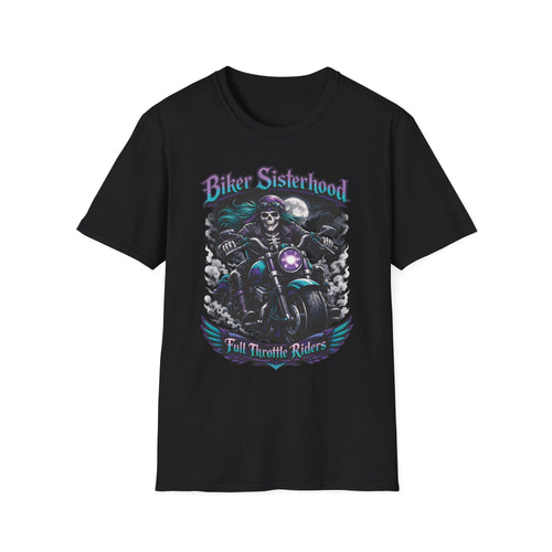 Biker Sisterhood T Shirt Full Throttle Rider Motorcycle Graphic Tee
