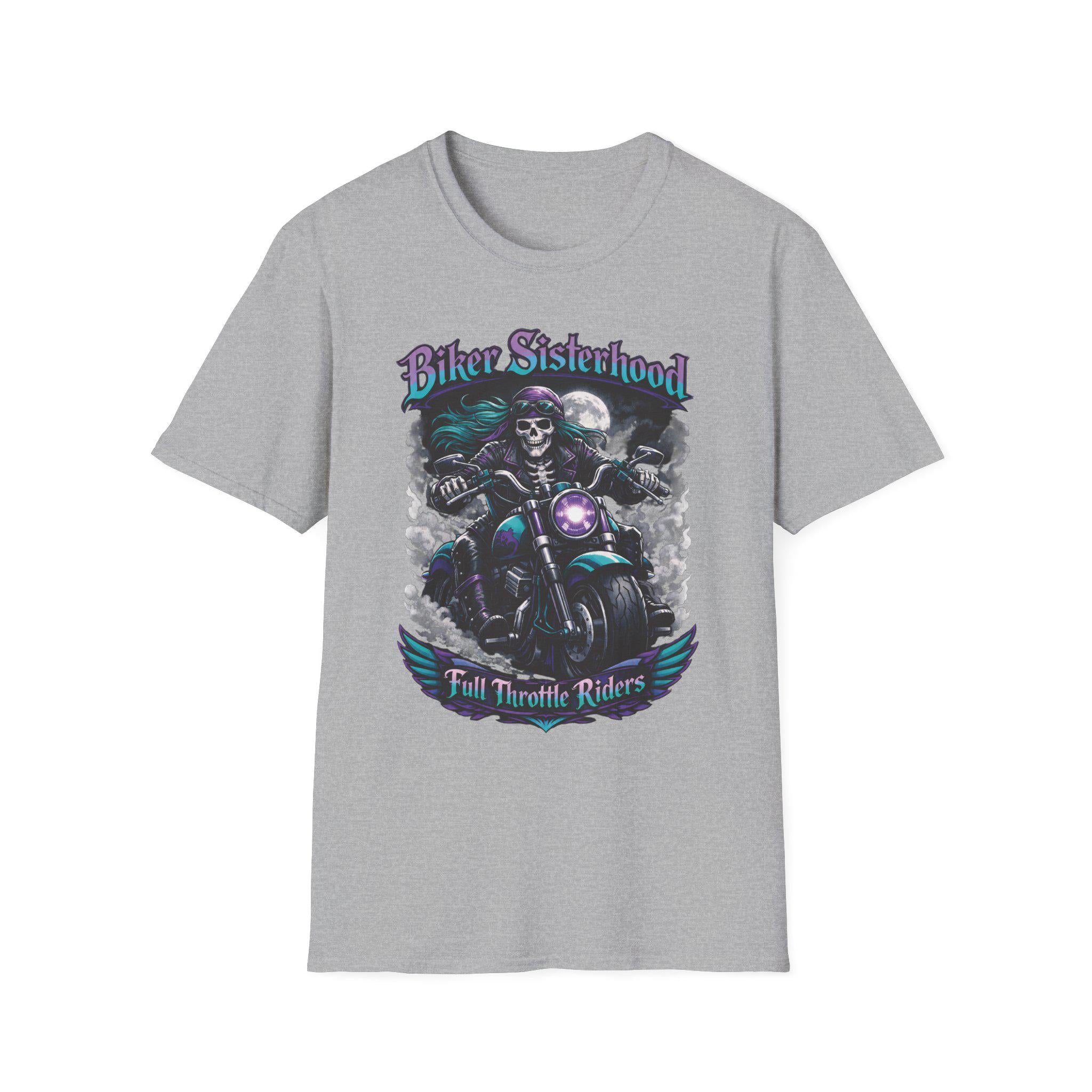 Biker Sisterhood T Shirt Full Throttle Rider Motorcycle Graphic Tee