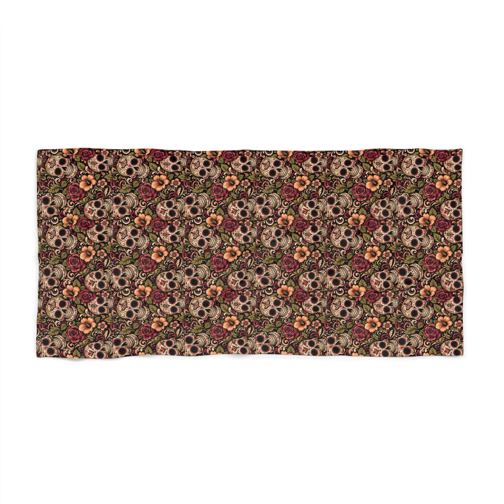 Beach Towel Vintage Sugar Skull & Floral Pattern