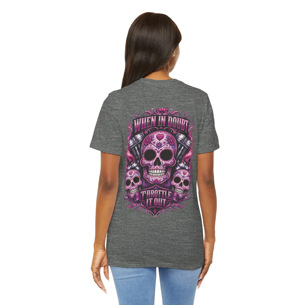 Skull Motorcycle Tee "When In Doubt Throttle It Out" Biker T-Shirt