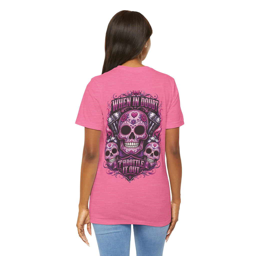 Skull Motorcycle Tee "When In Doubt Throttle It Out" Biker T-Shirt