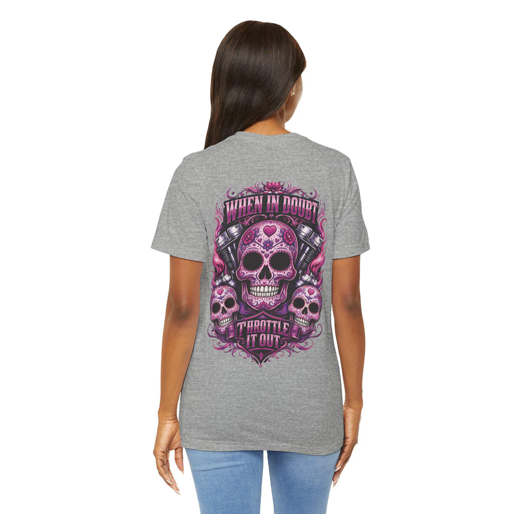 Skull Motorcycle Tee "When In Doubt Throttle It Out" Biker T-Shirt