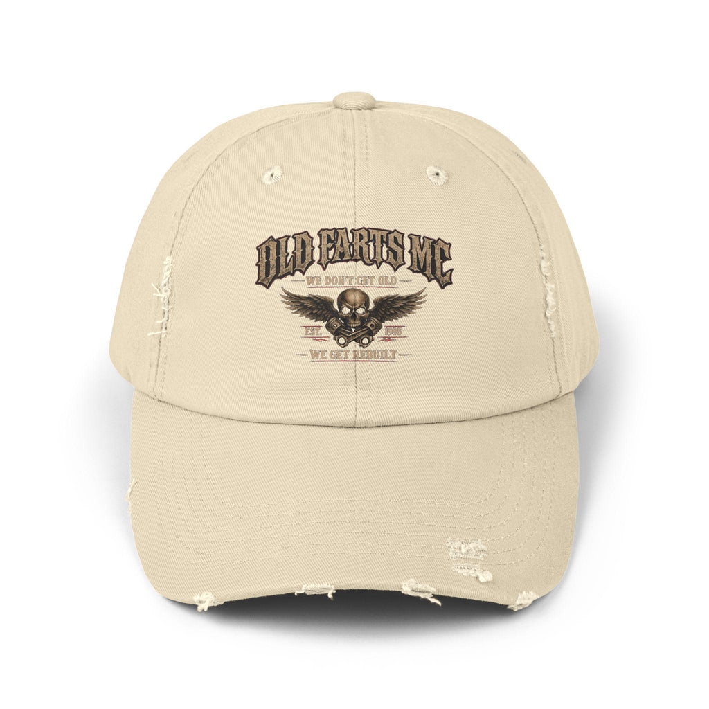 Old Farts MC Distressed Cap Vintage Skull Motorcycle Hat
