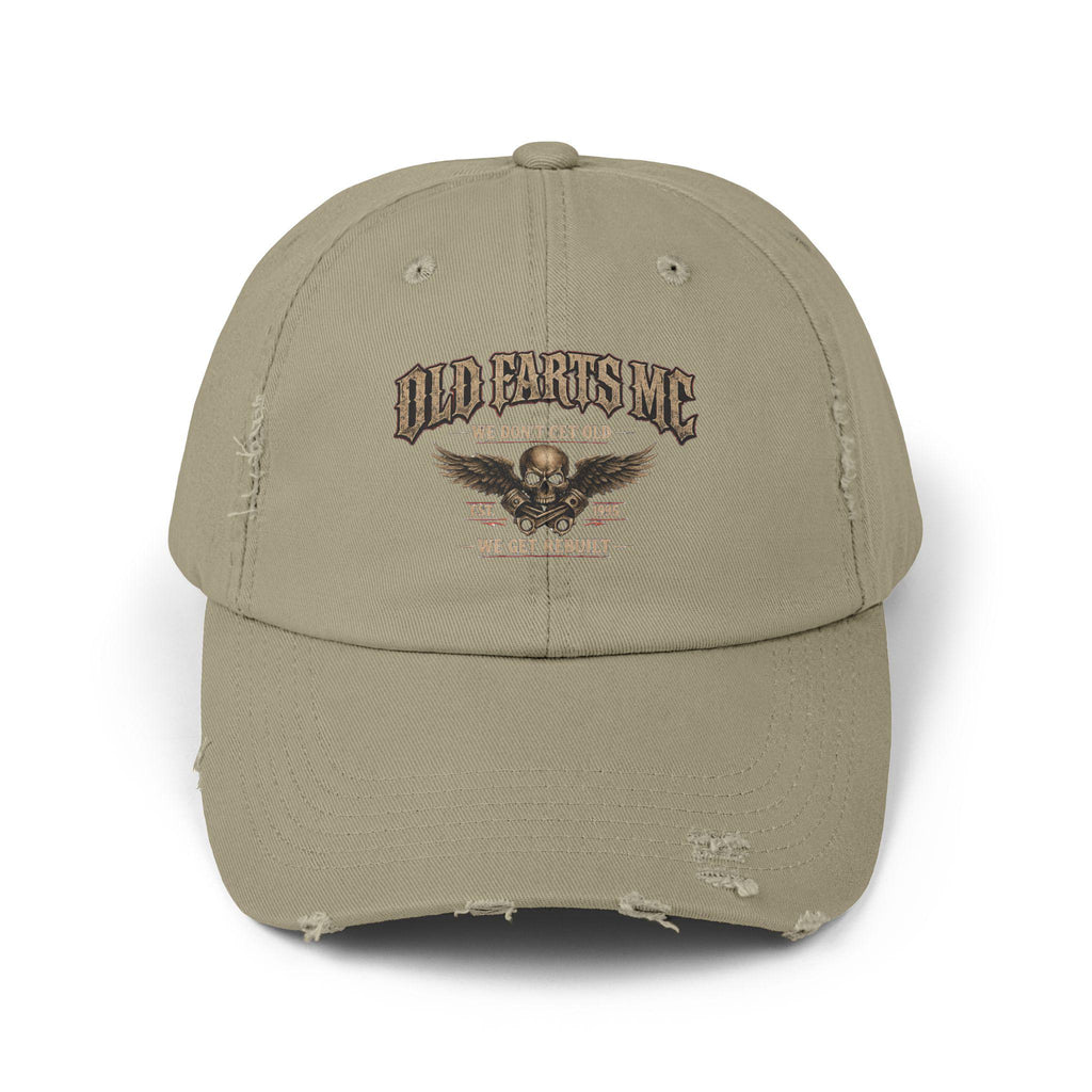 Old Farts MC Distressed Cap Vintage Skull Motorcycle Hat