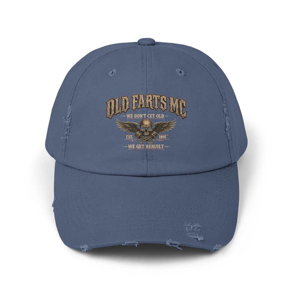 Old Farts MC Distressed Cap Vintage Skull Motorcycle Hat