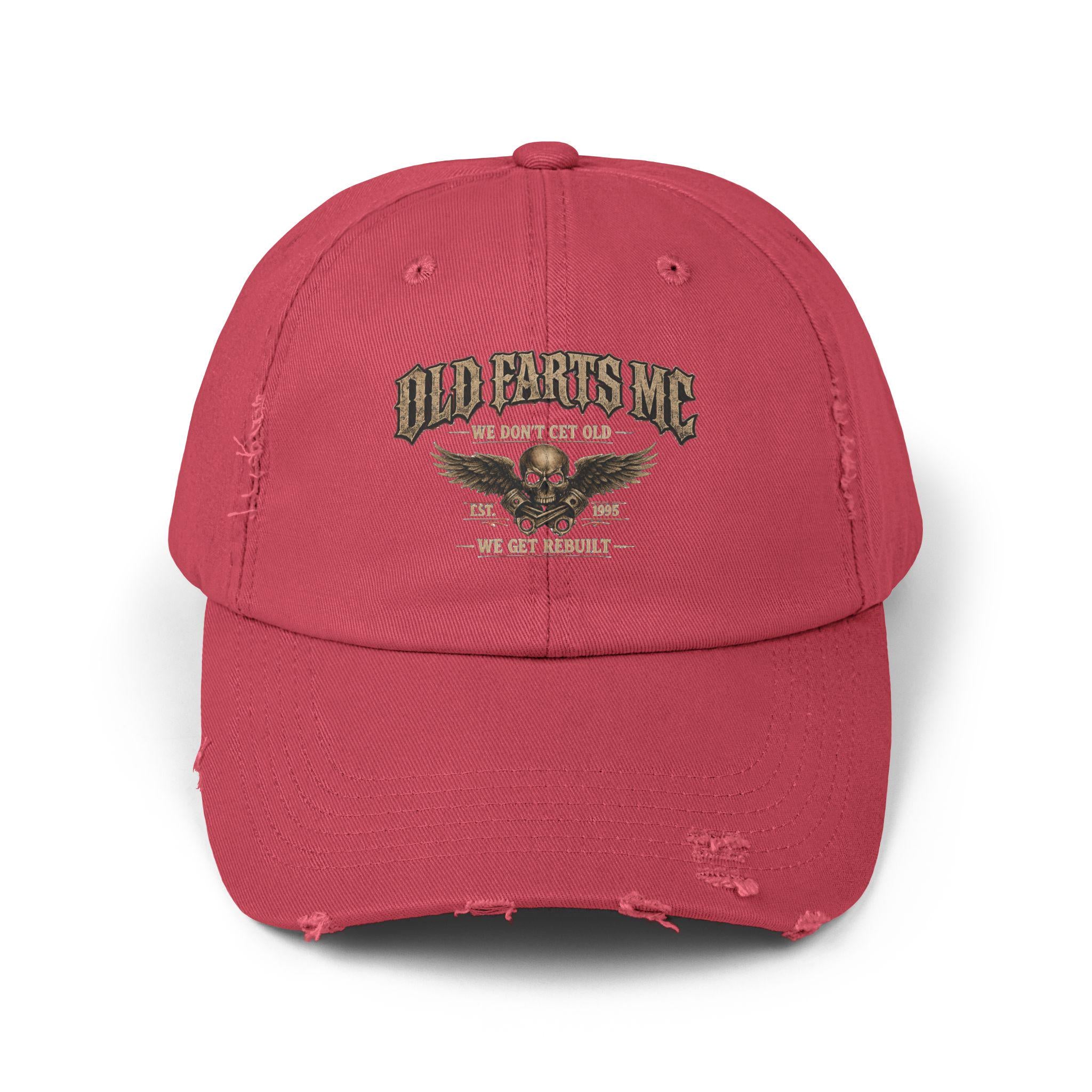 Old Farts MC Distressed Cap Vintage Skull Motorcycle Hat