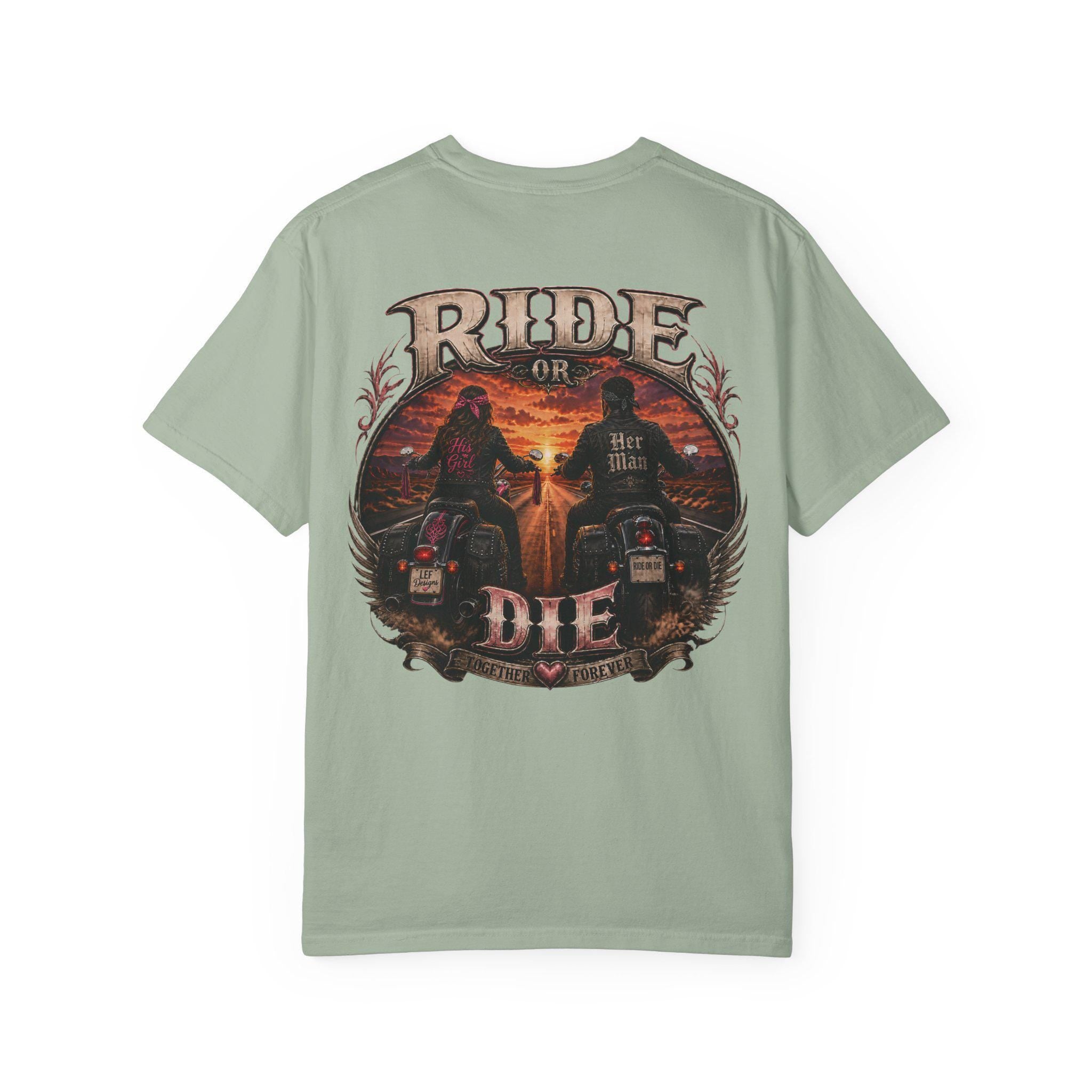 Ride or Die Motorcycle T-Shirt | Biker Sunset Back Print