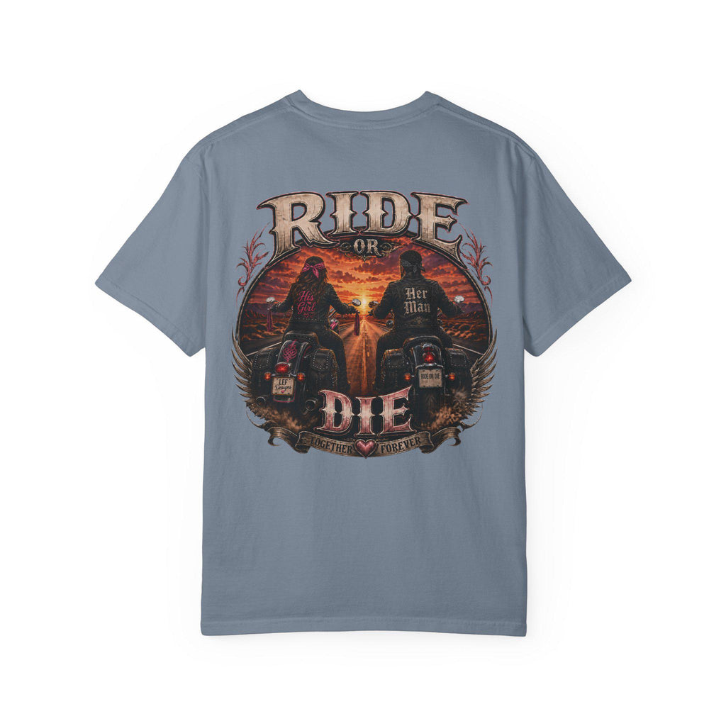 Ride or Die Motorcycle T-Shirt | Biker Sunset Back Print