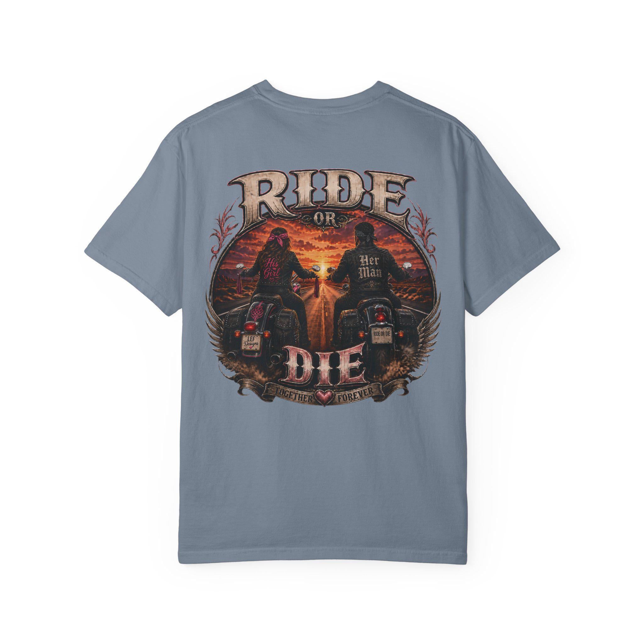 Ride or Die Motorcycle T-Shirt | Biker Sunset Back Print
